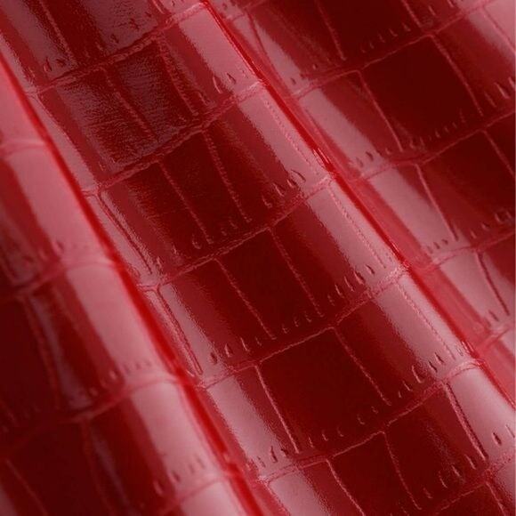 New! Cider Red PU Leather Croc embossed wide leg pants Size large - Picture 4 of 12